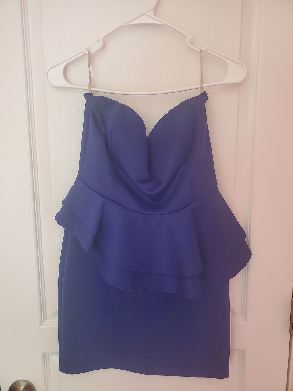 a'gaci Strapless Royal Blue Peplum Cocktail Dress